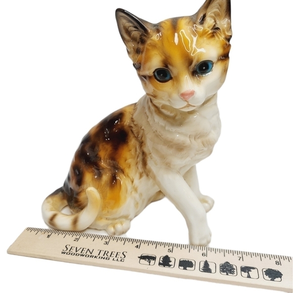 VINTAGE LEFTON BROWN TABBY Cat Figurine Large 7.25 inches circa 1960 flawed - Picture 5 of 11